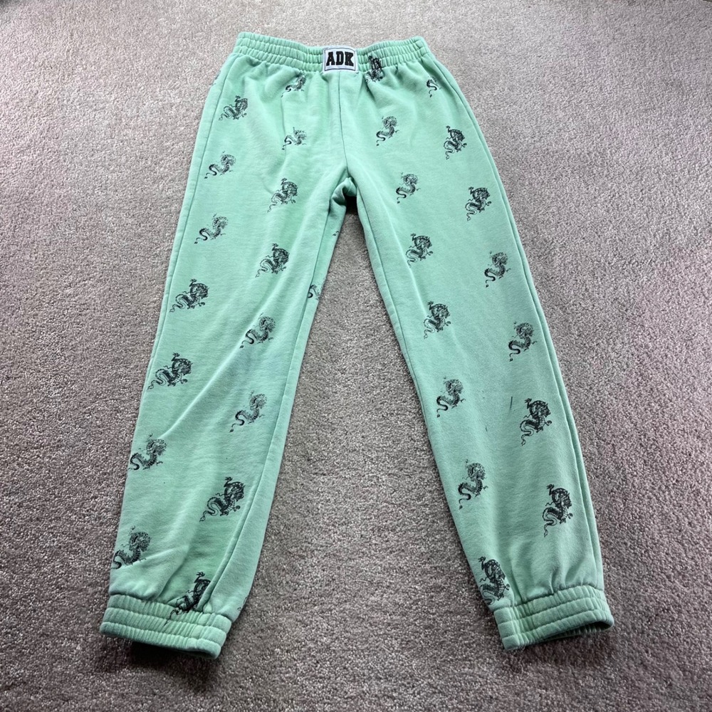Adika Dragon Print Sweatpants Womens XS Mint Green Joggers Streetwear ADK